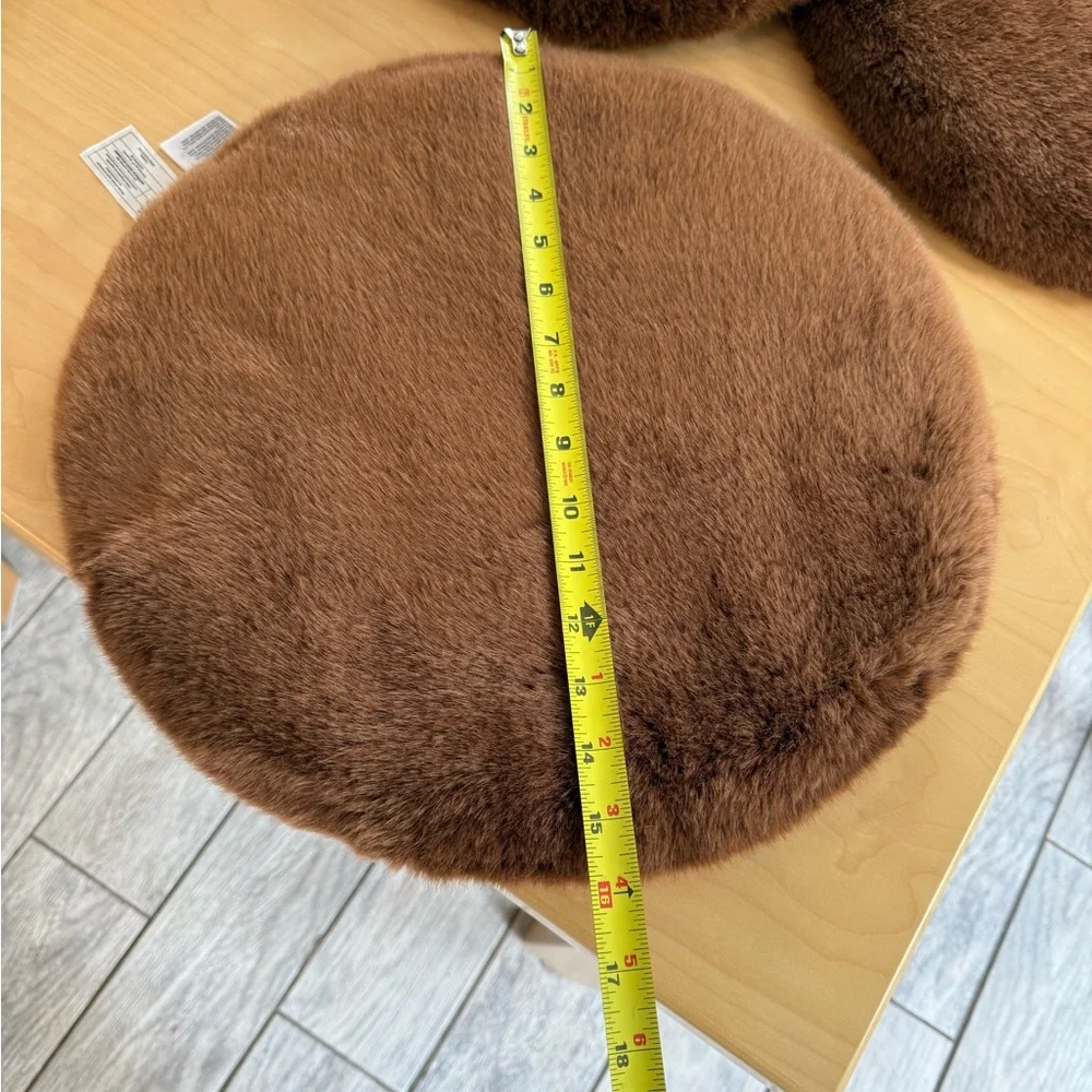 4 H&M round 16” teddy bear faux fur seat cushions